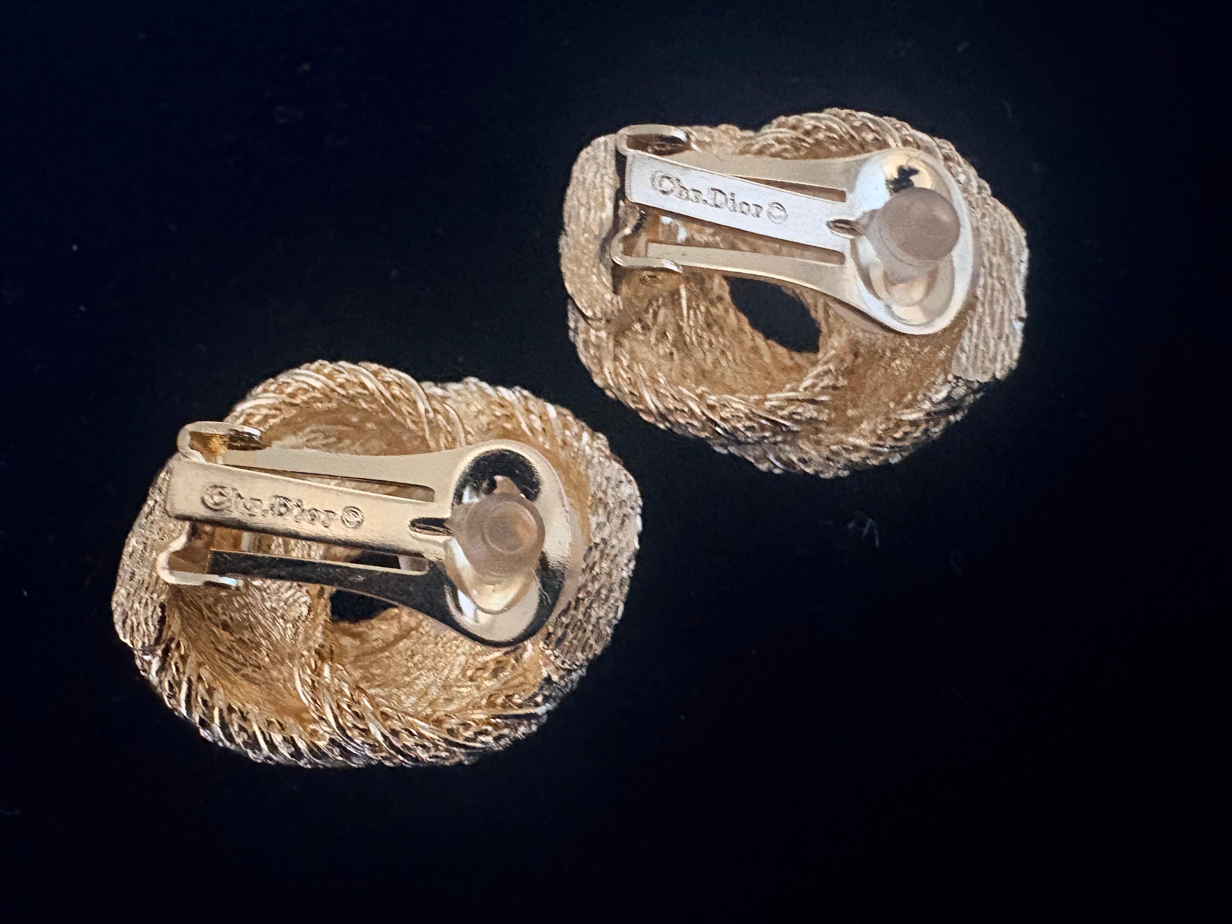 Christian Dior Rope Knot Clip Earrings, 1980s