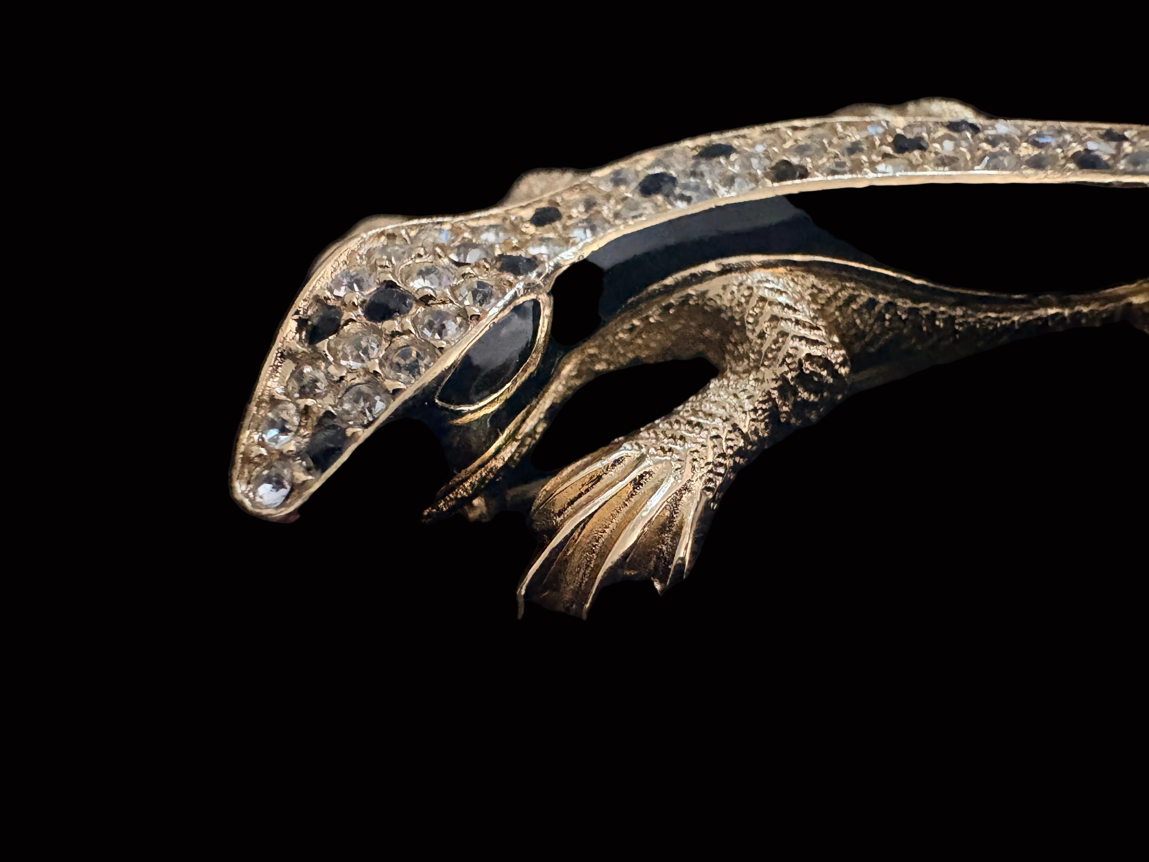 Christian Dior by Grosse Salamander Brooch, Crystal Pavé and Black Enamel Circa 1960s–1970s