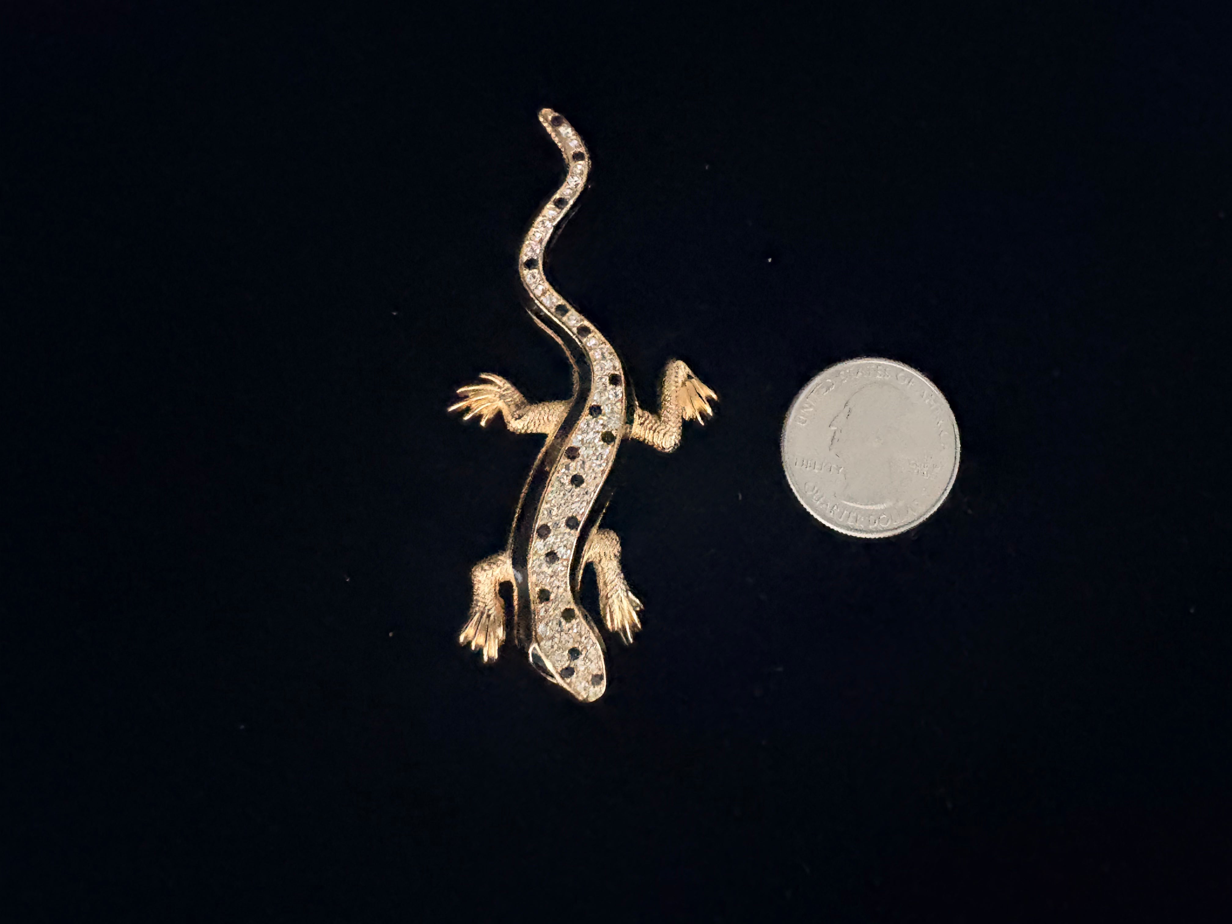 Christian Dior by Grosse Salamander Brooch, Crystal Pavé and Black Enamel Circa 1960s–1970s