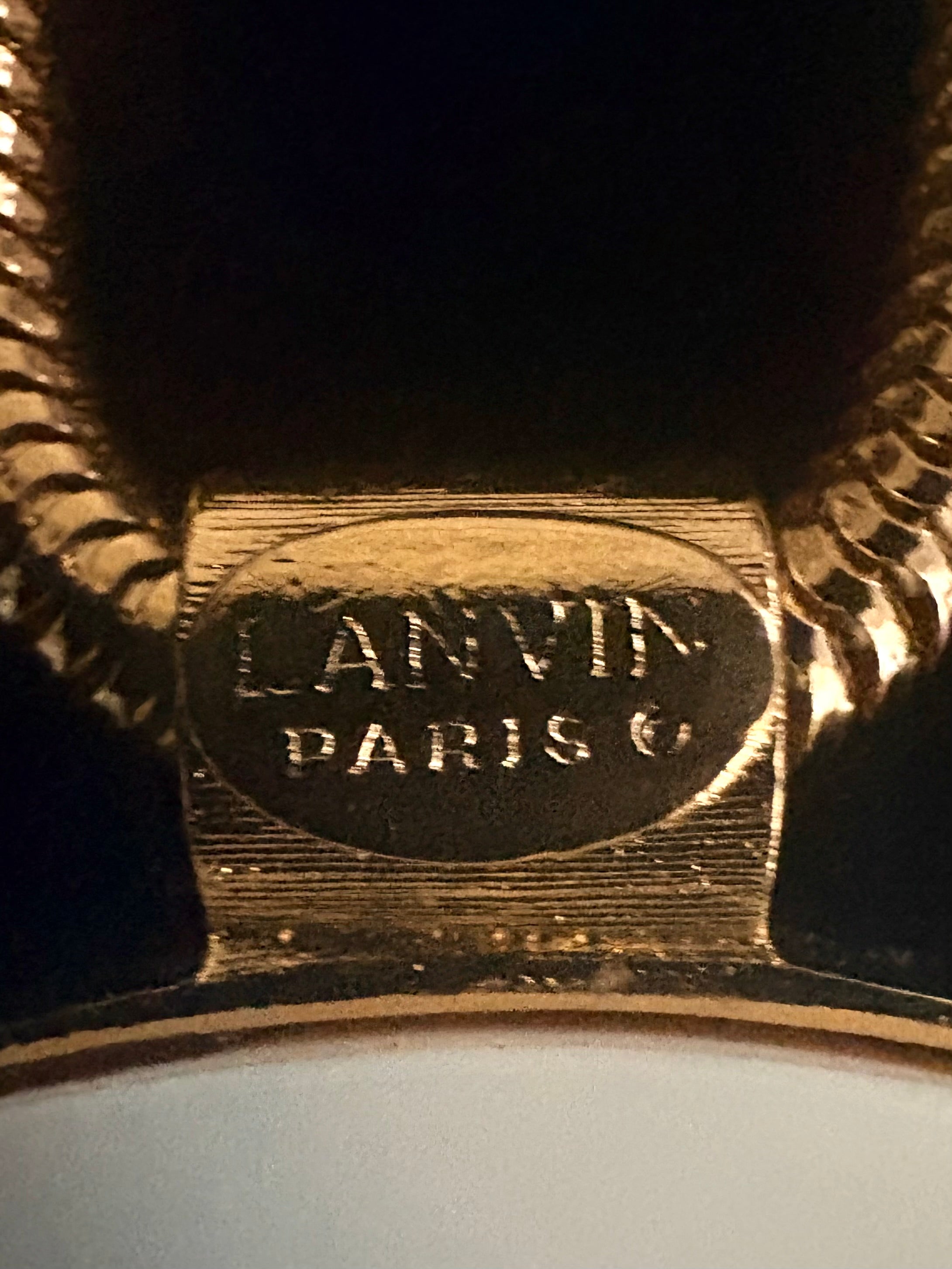 Lanvin Paris Disc Pendant Necklace — White Enamel and Gold-Tone, Late 1970s–Early 1980s