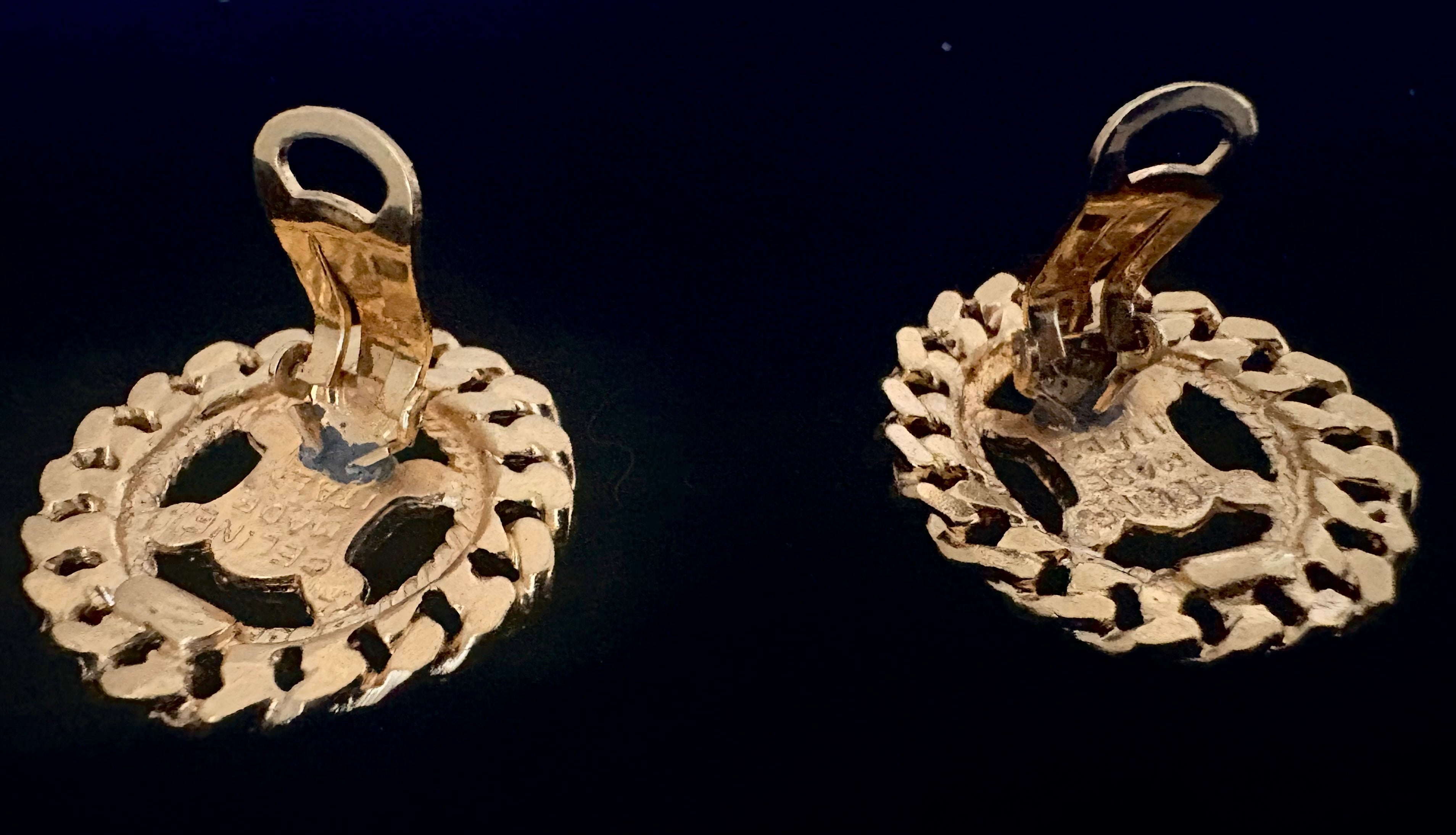 Céline Equestrian Motif Clip Earrings Made in Italy Circa late 1980s–early 1990s