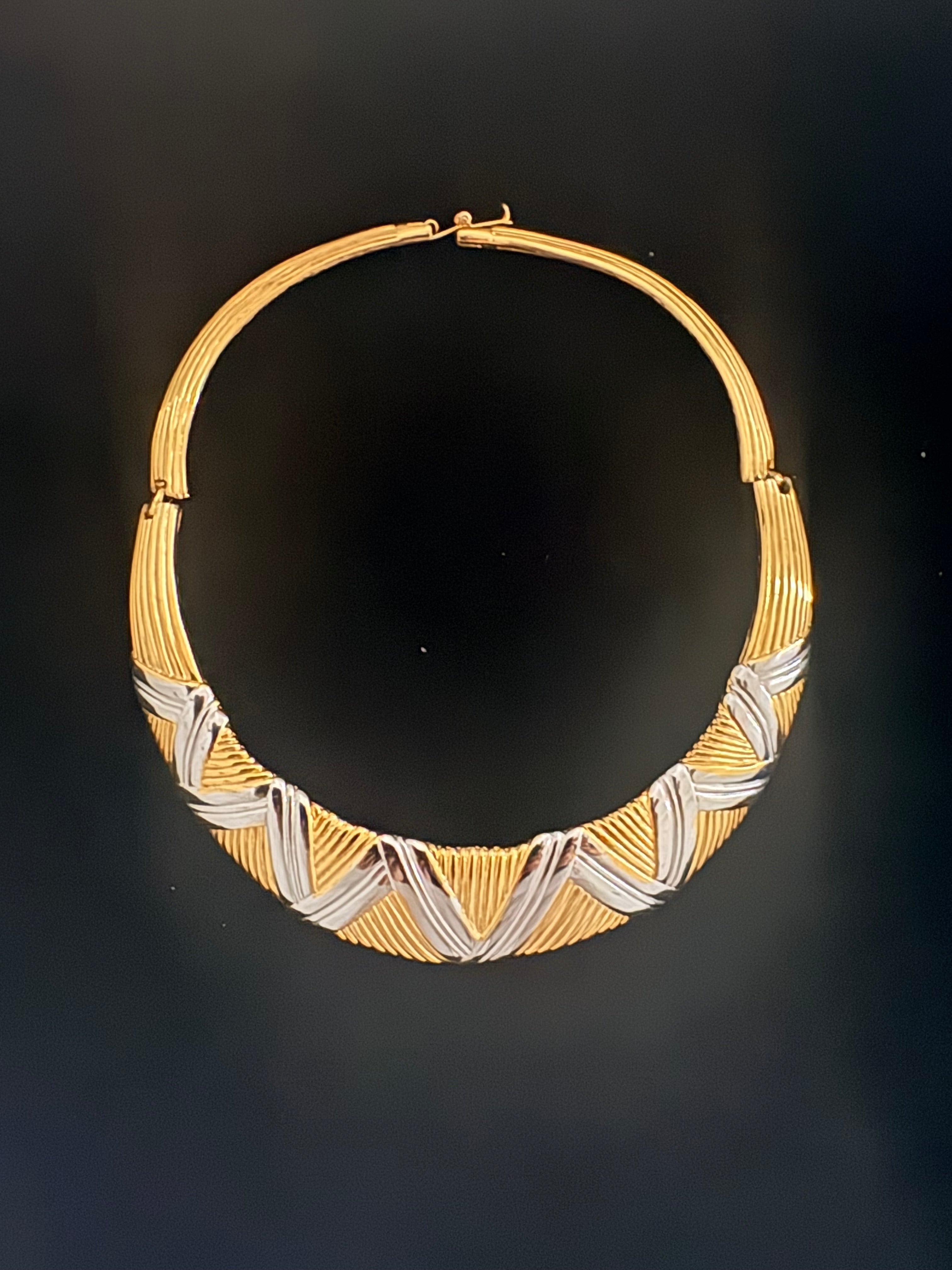 Lanvin Paris Two-Tone Chevron Collar Necklace Circa 1980s