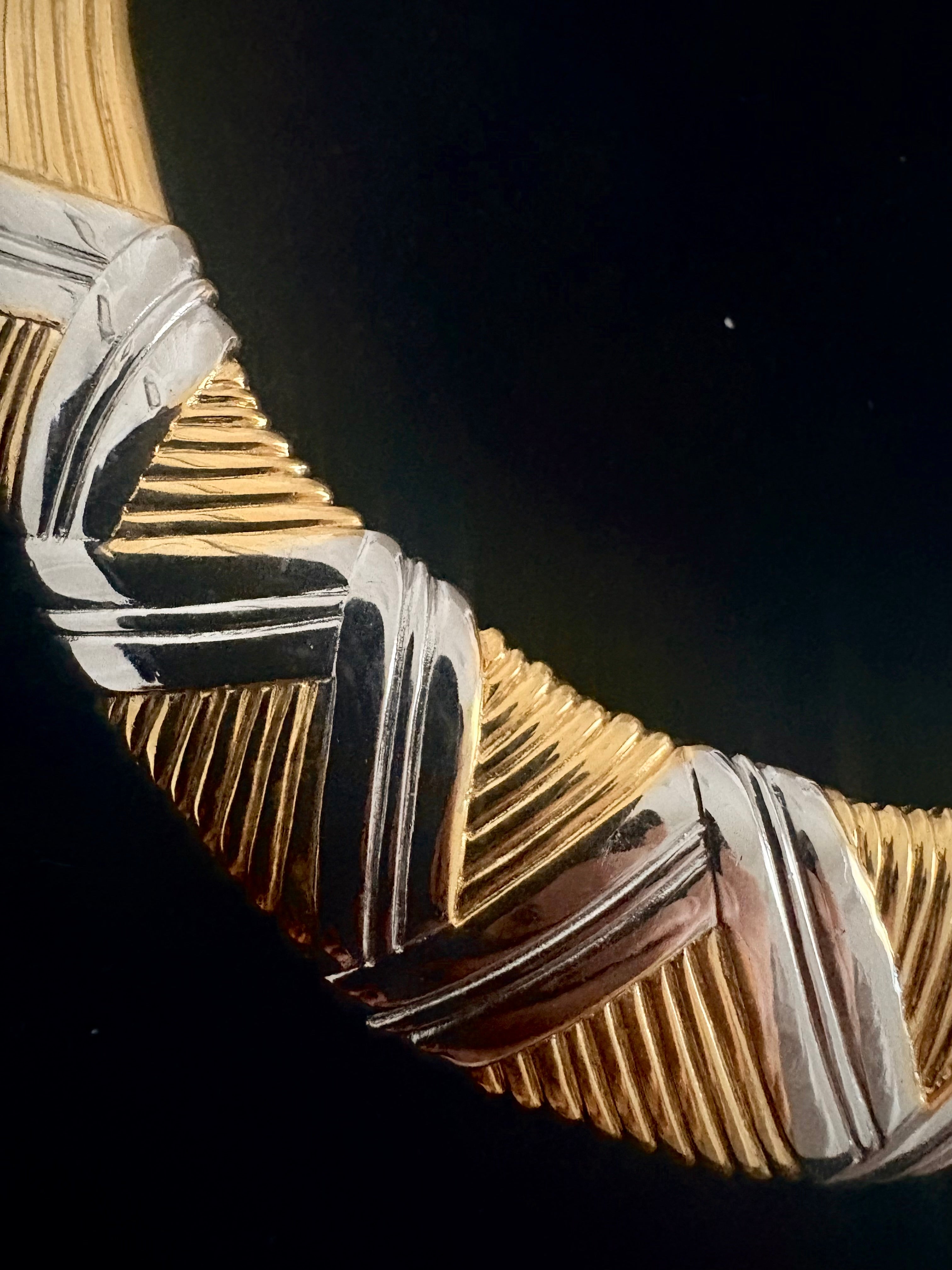 Lanvin Paris Two-Tone Chevron Collar Necklace Circa 1980s