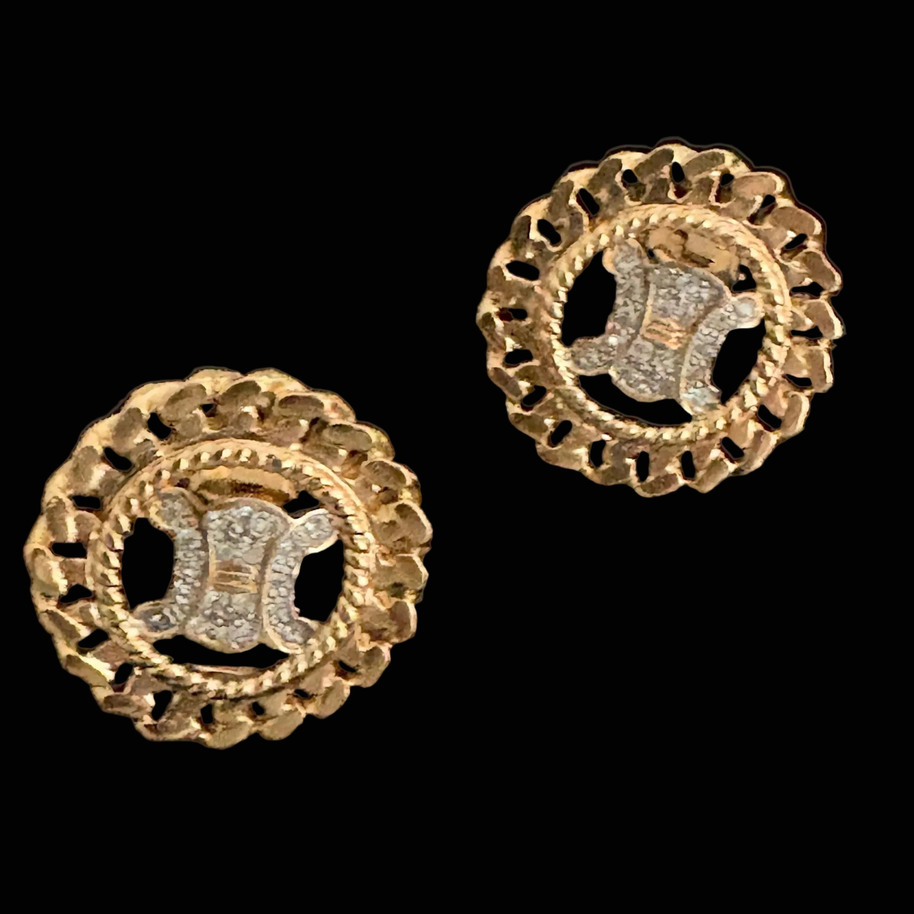 CÉLINE EQUESTRIAN MOTIF CLIP EARRINGS, CIRCA LATE 1980S–EARLY 1990S