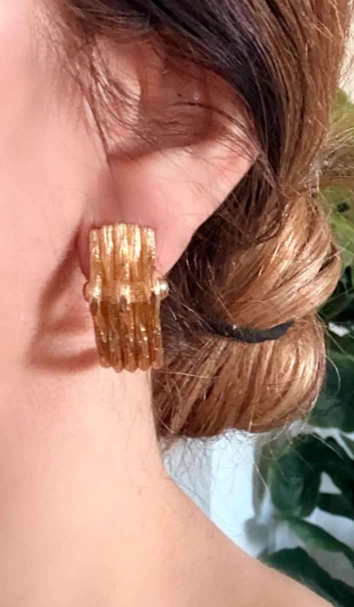 Christian Dior Textured Bar Clip Earrings Circa late 1980s–early 1990s