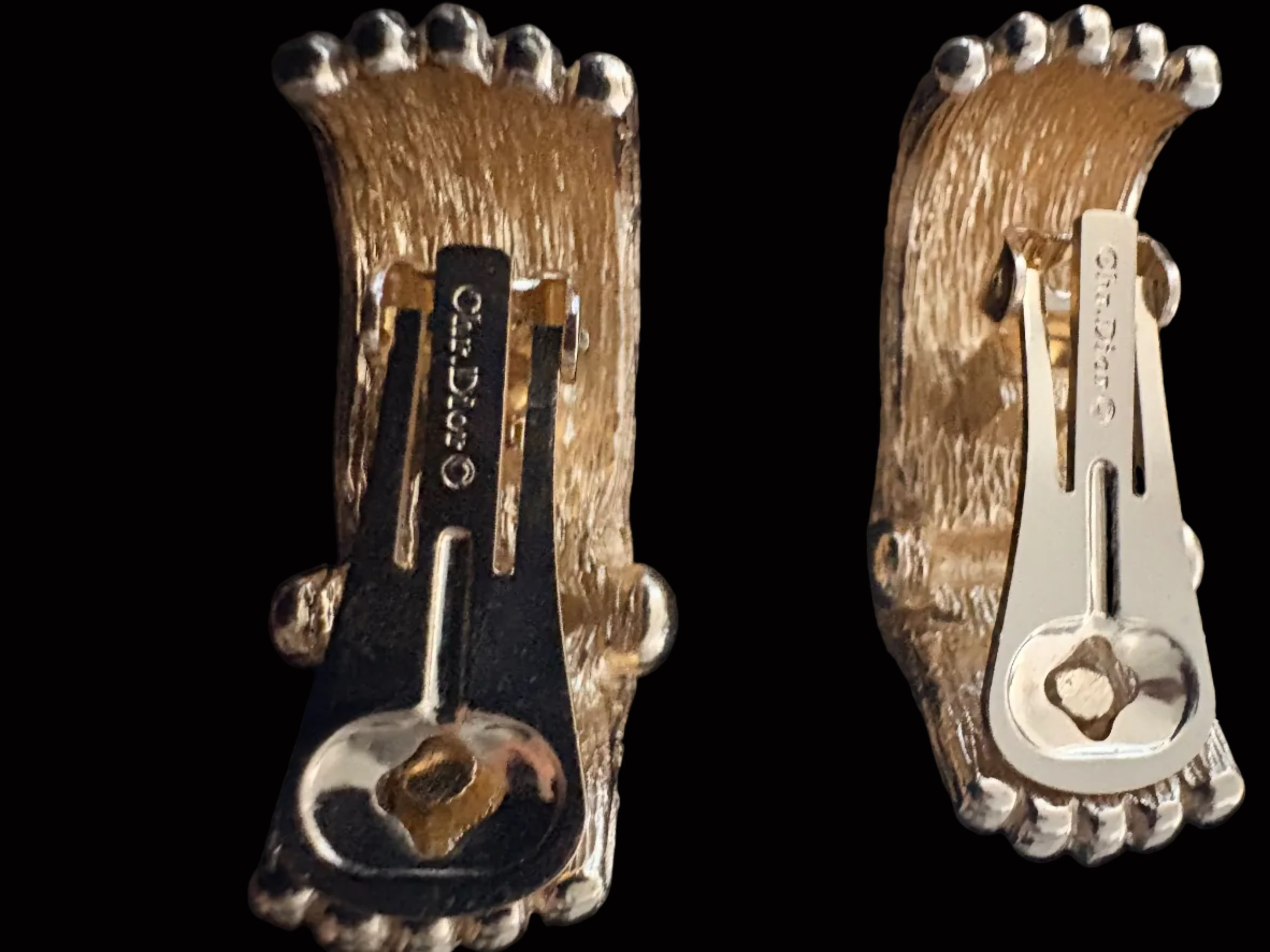 Christian Dior Textured Bar Clip Earrings Circa late 1980s–early 1990s
