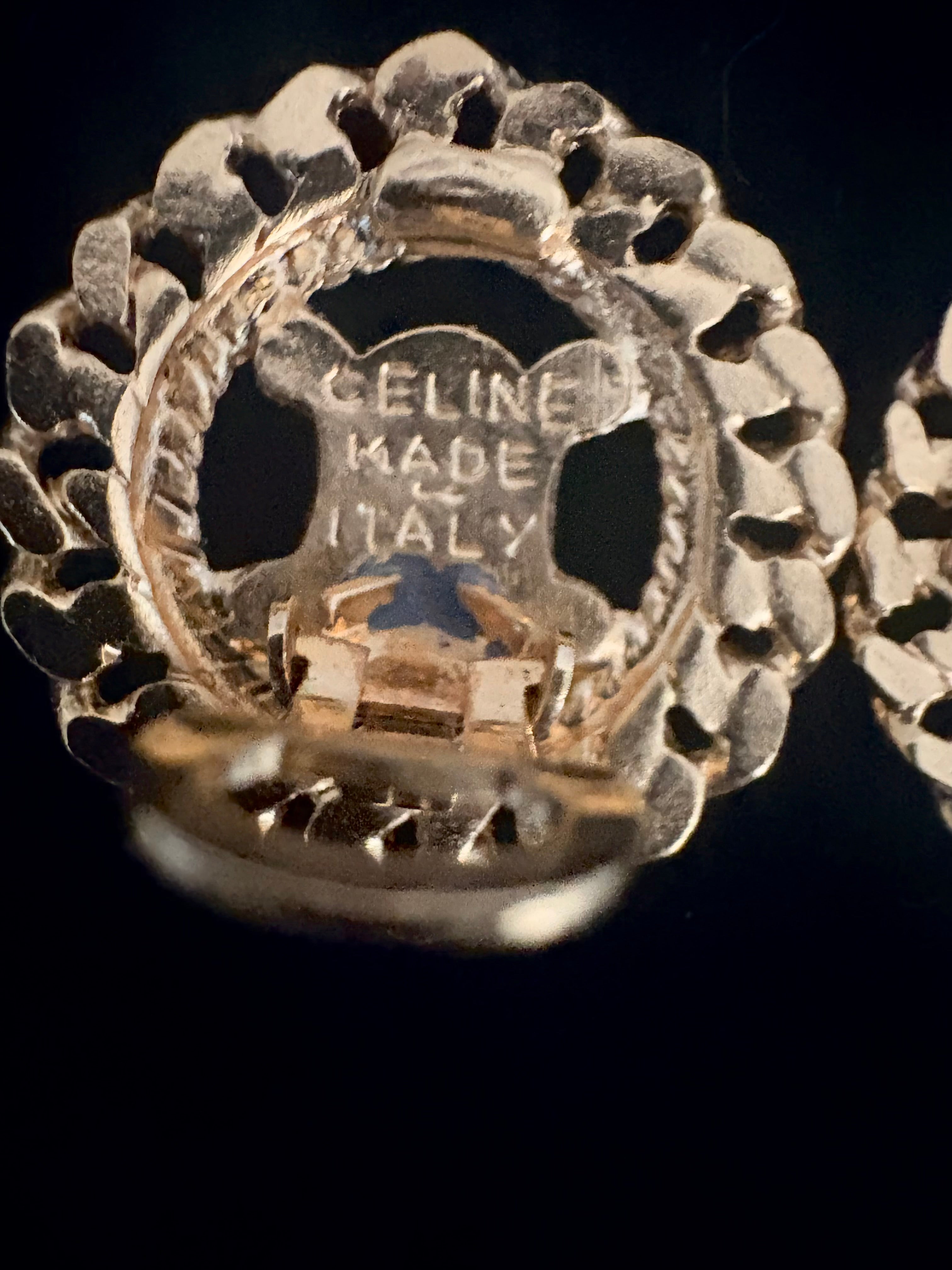 Céline Equestrian Motif Clip Earrings Made in Italy Circa late 1980s–early 1990s