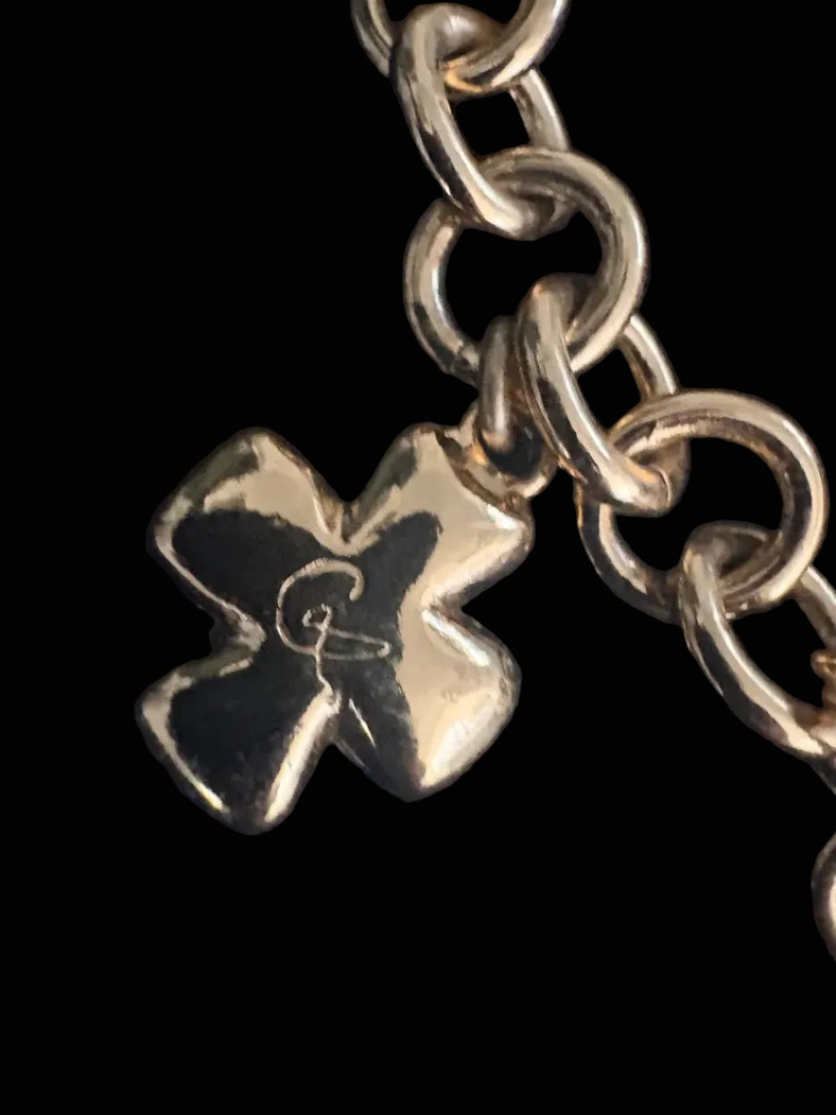 Christian Lacroix Charm Choker Necklace — Hearts, Crosses and Stars, Gold-Tone, 1990s