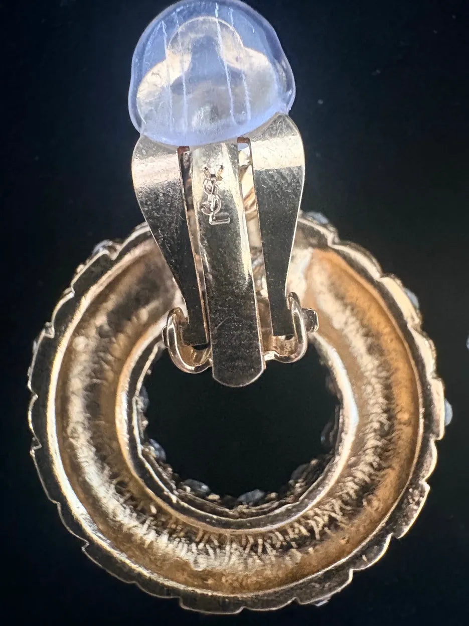 Yves Saint Laurent Pavé Door-Knocker Earrings, 1980s